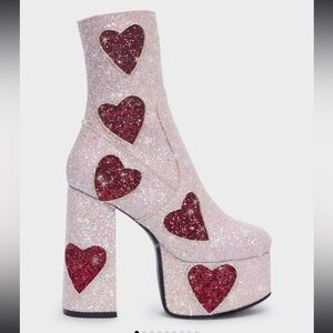 Dolls Kill Platform Boots Size 8 Lamoda Pink Red Hearts